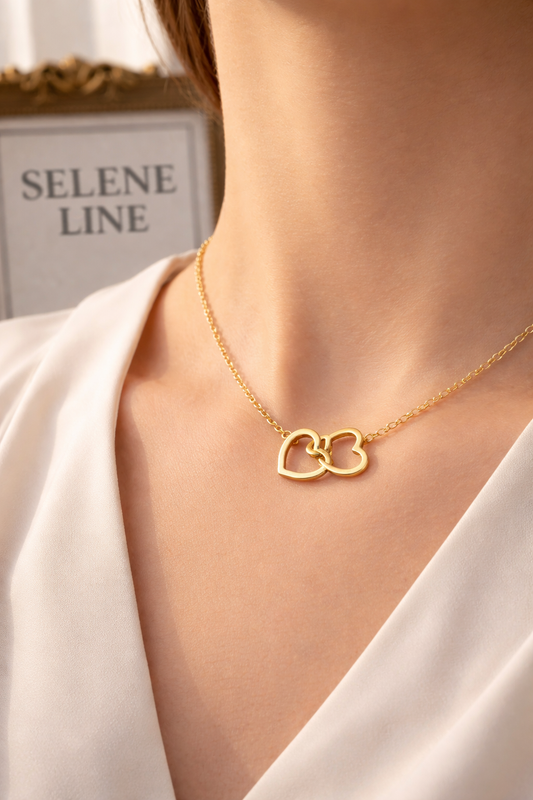 Selene Line Interlocked Heart necklace