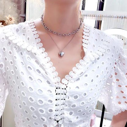 Selene Line Chain Heart Necklace