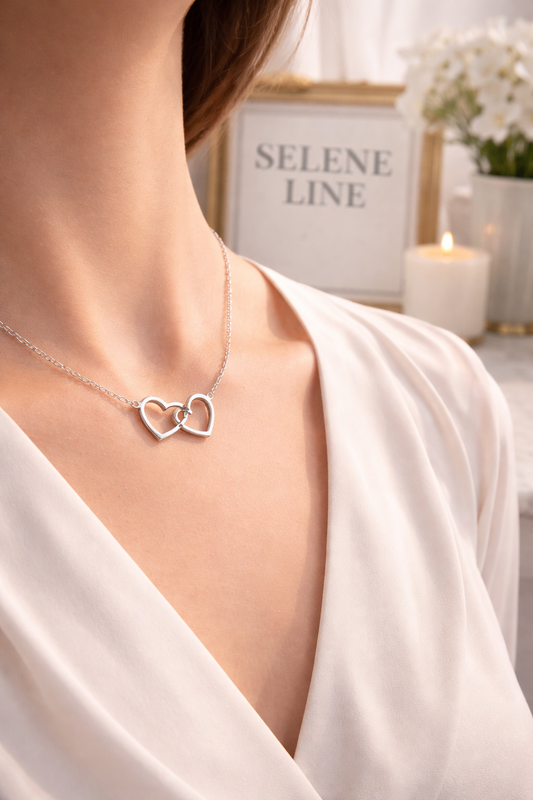 Selene Line Interlocked Heart necklace